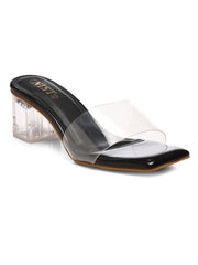 GNIST Black Transparent Clear Block Heels